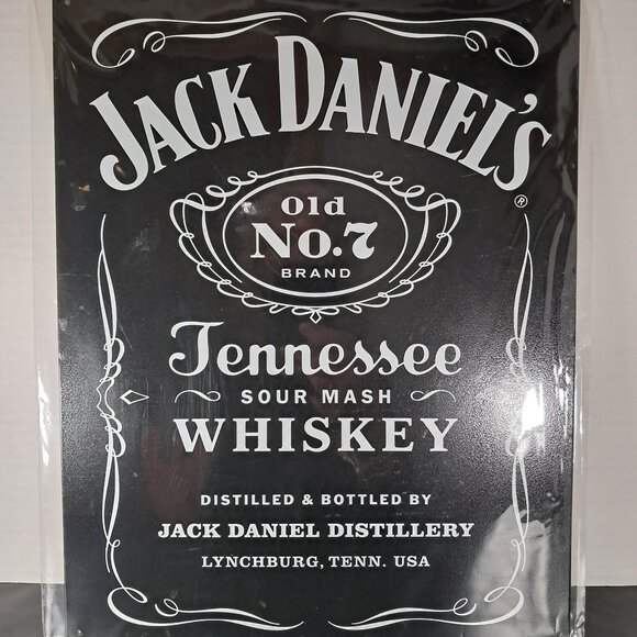 Black & White Jack Daniels Old No. 7 Label Large Premium Metal Tin Sign New!! - Picture 1 of 10